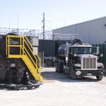 U.E.S. vacuum truck discharging into the 270,000 gallon capacity tank farm.